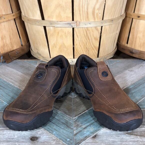 Merrell Opal Bison Brown Leather Vibram Slip-On Hiking Mocs Shoes Womens Size 7 - Picture 6 of 10